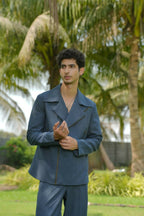 Nebula Verge Denim Blue Shacket by Hilo Design | Grocsy