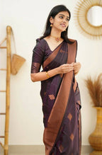 DEIANA'S Beautiful Designer Golden zari Soft Lichi Silk Saree - Wine | Grocsy