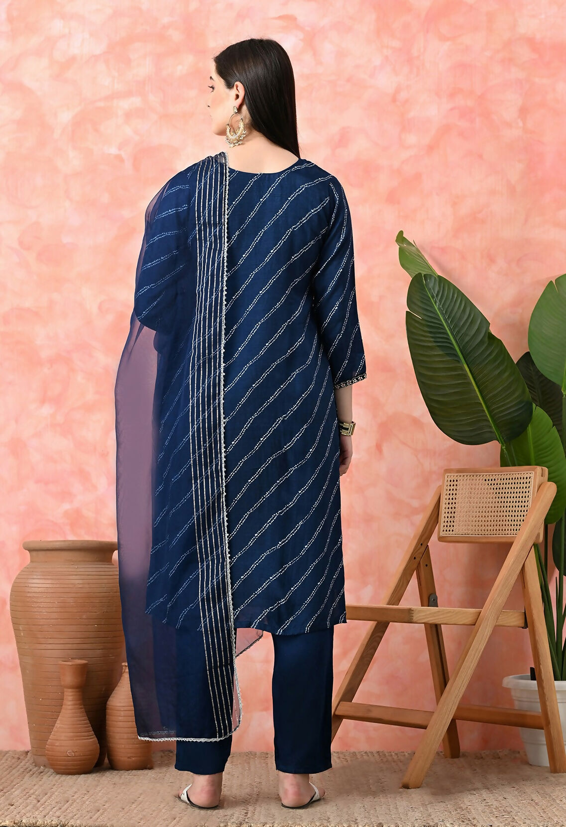 Joban Fashion Navy Blue Premium Pure Viscose Print Dola With Handwork Kurta Set | Grocsy
