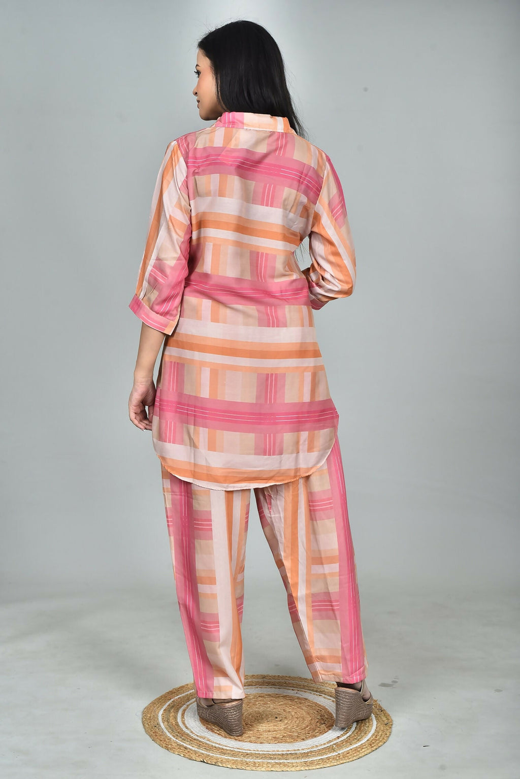 Morchari Digital Print Semi Muslin Co-Ord Set Top & Trouser-Multicolor | Grocsy