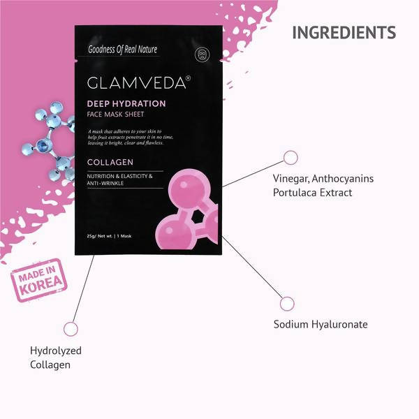 Glamveda Collagen Anti Ageing & Elasticity Sheet Mask | Grocsy