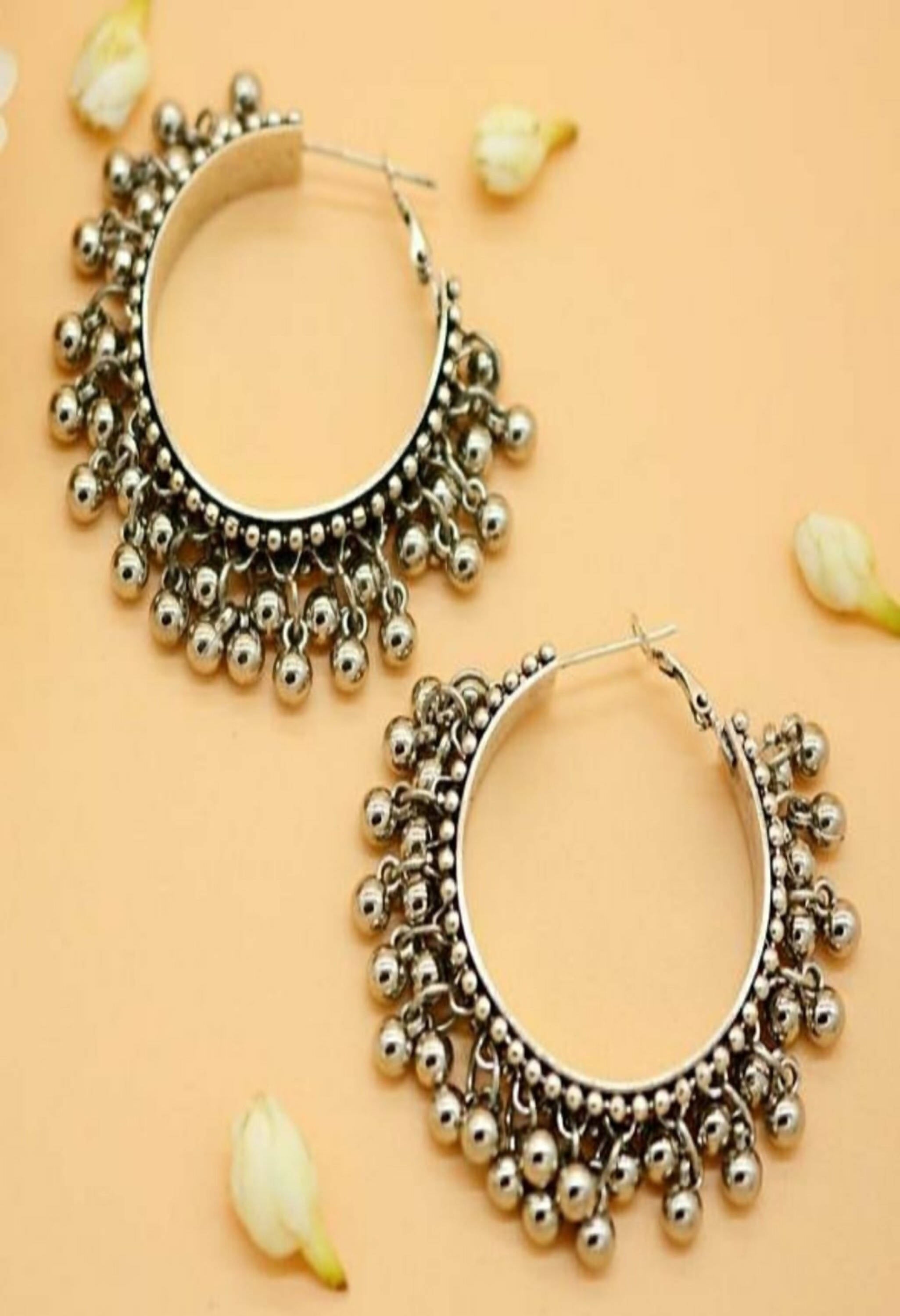 Mominos Fashion Johar Kamal Women's Oxidised Ghungroo Earrings
