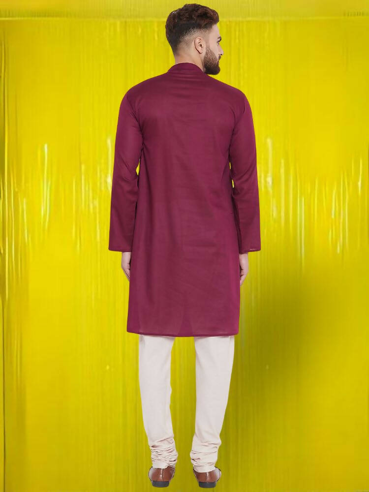 Even Apparels Pure Cotton Maroon Kurta - Maroon | Grocsy
