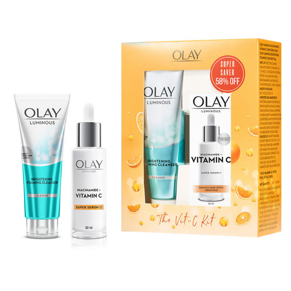 Olay Hydration Boost Kit With Niacinamide + Vitamin-C Super Serum & Cleanser | Grocsy