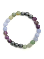 Red Carnelian, Amathyst Multicoloured Brown and Black Round crystal Beads Elastic Bracelet - Ruby Raang | Grocsy