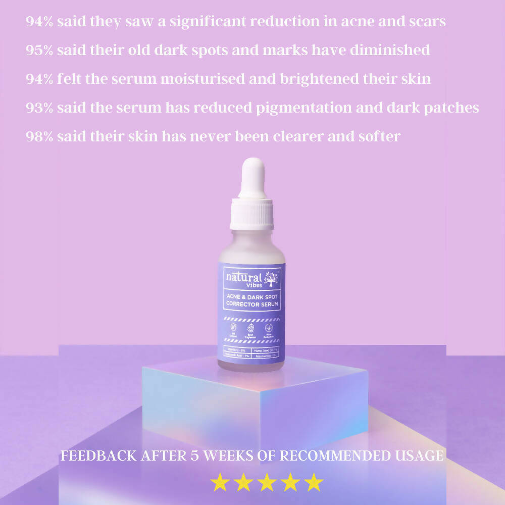 Natural Vibes Acne & Dark Spot Corrector Face Serum | Grocsy