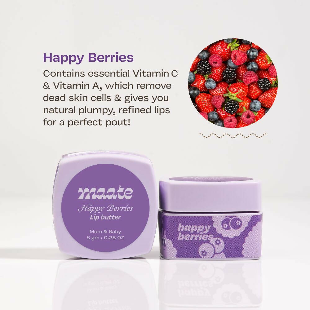 Maate Lip Butter | Packed with Berries for Moist, Soft & Smooth Lips | Grocsy