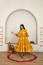 Joban Fashion Mustard Yellow Tie & Dye Cotton Dress | Grocsy