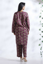 Breathables Wine Butta Print Cotton Kurta & Pants Set | Grocsy