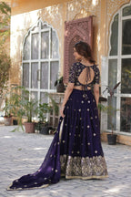 Vastranavya Designer Heavy Sequins & Thread Embroidered work Lehenga Choli - Purple | Grocsy