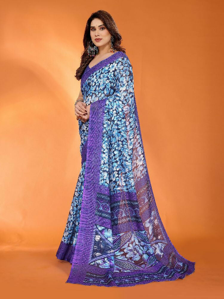 PR Fashion Jamun Kota Doria Printed Saree | Grocsy