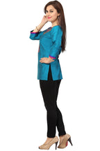 Snehal Creations The New Age Ethnicity Turquoise Blue Women Short Kurta | Grocsy
