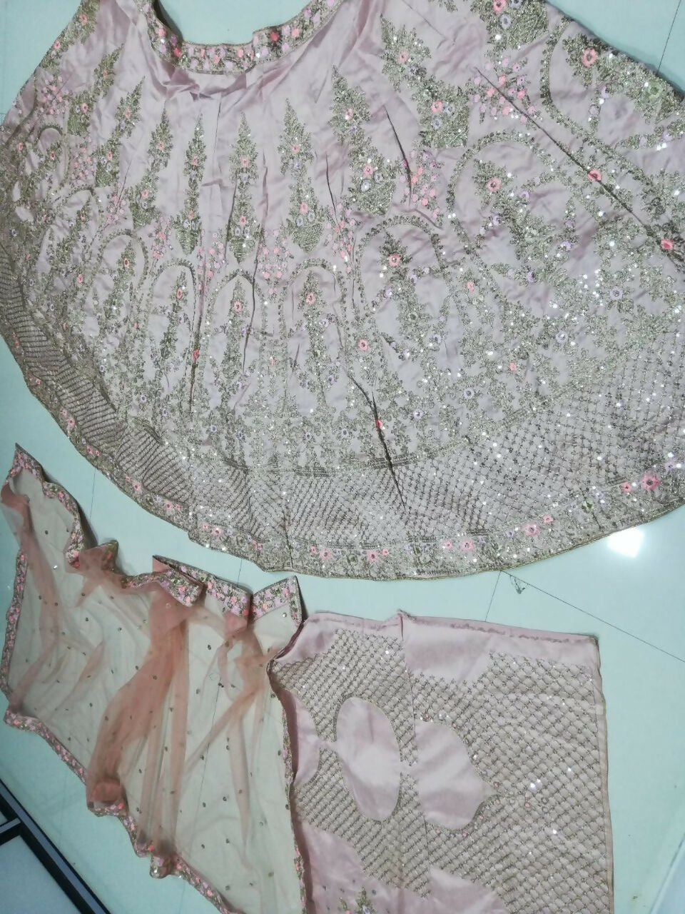 Jyoti Fashion Delightful Rose Pink Sequins with Zari Thread & Coding Dori Embroidery work Lehenga Choli with Dupatta | Grocsy