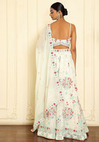 Eilara Glamorous Off White Thread Embroidered Georgette Lehenga Set | Grocsy