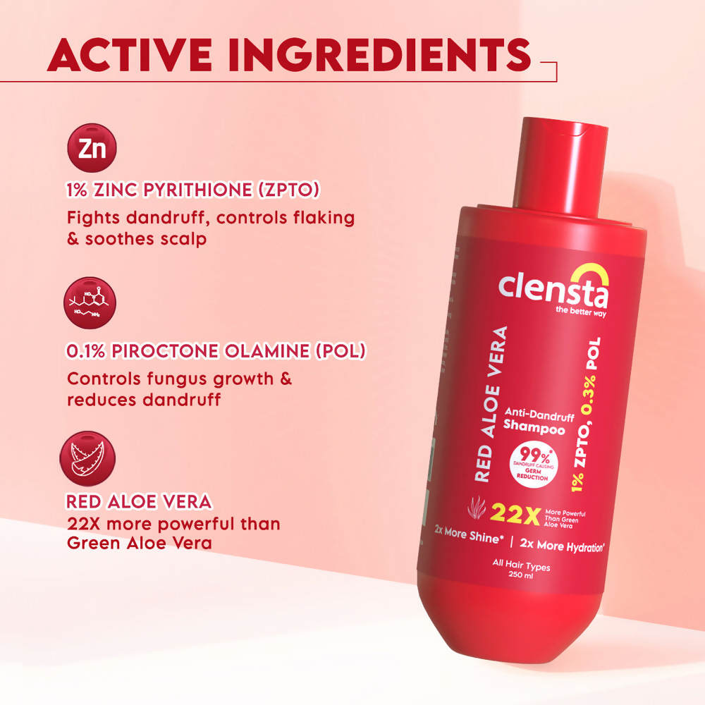 Clensta Red Aloe Vera Anti-Dandruff Shampoo | Grocsy
