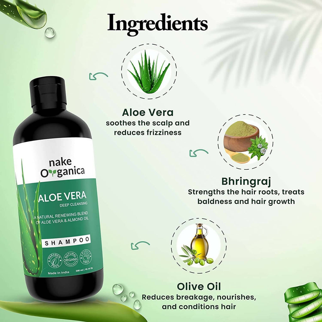 Nake Organica Aloe Vera Shampoo - Deep Cleansing | Grocsy
