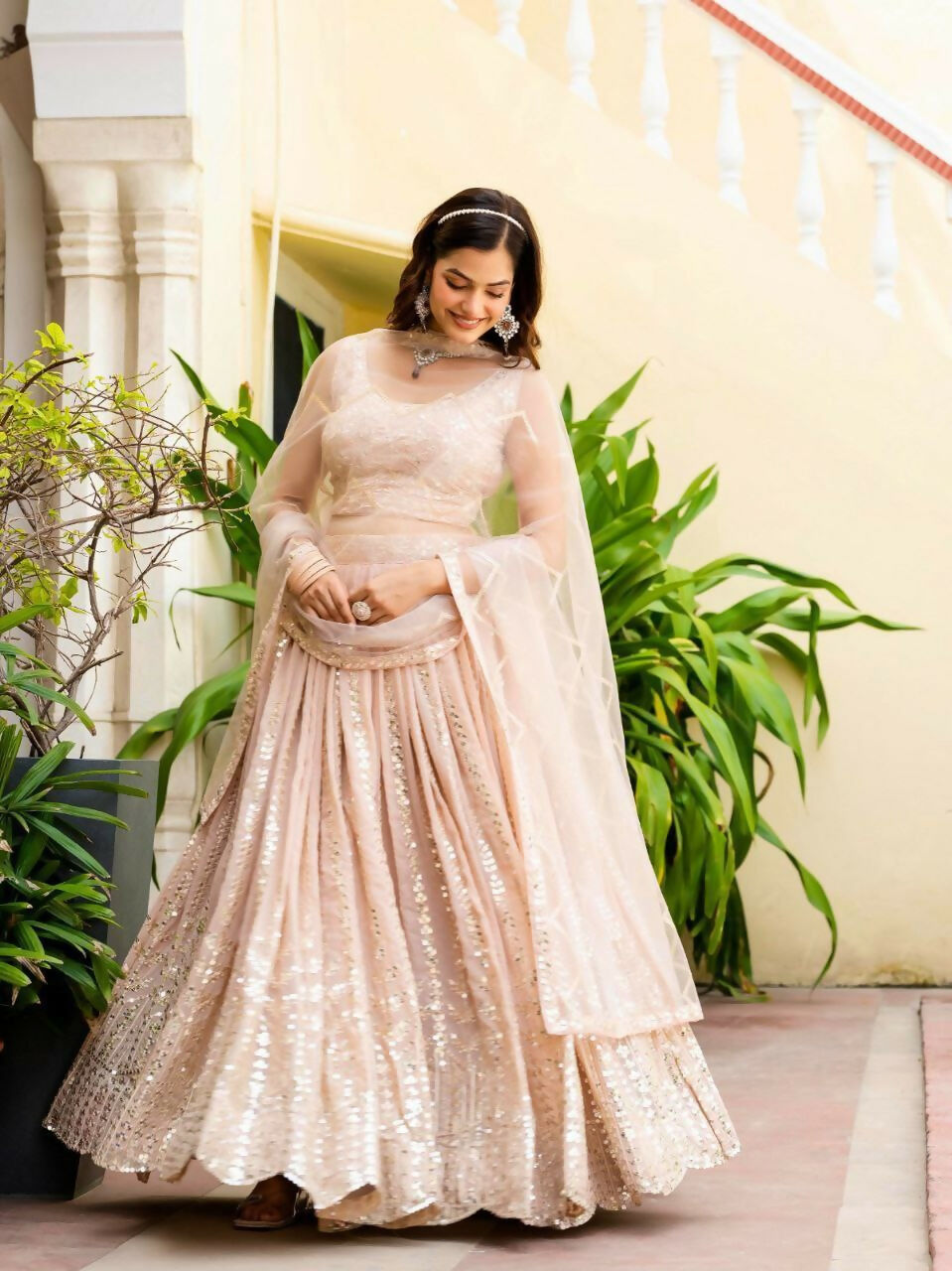 Lehenga Mart Designer Indian Wedding Lehenga Choli-Light Pink | Grocsy