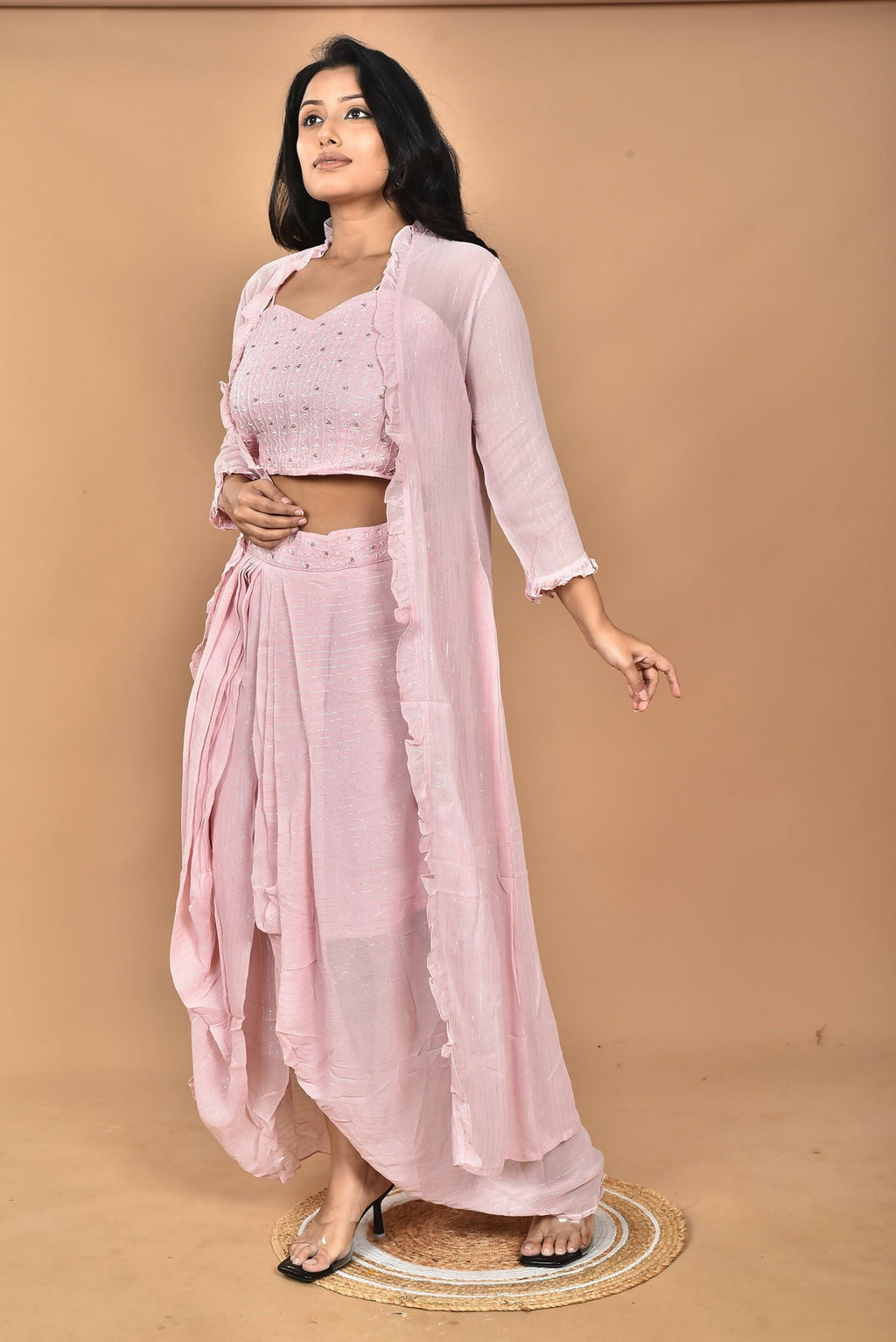 Morchari Women Hand Embroidery Crop Top-Pink | Grocsy