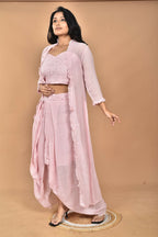 Morchari Women Hand Embroidery Crop Top-Pink | Grocsy
