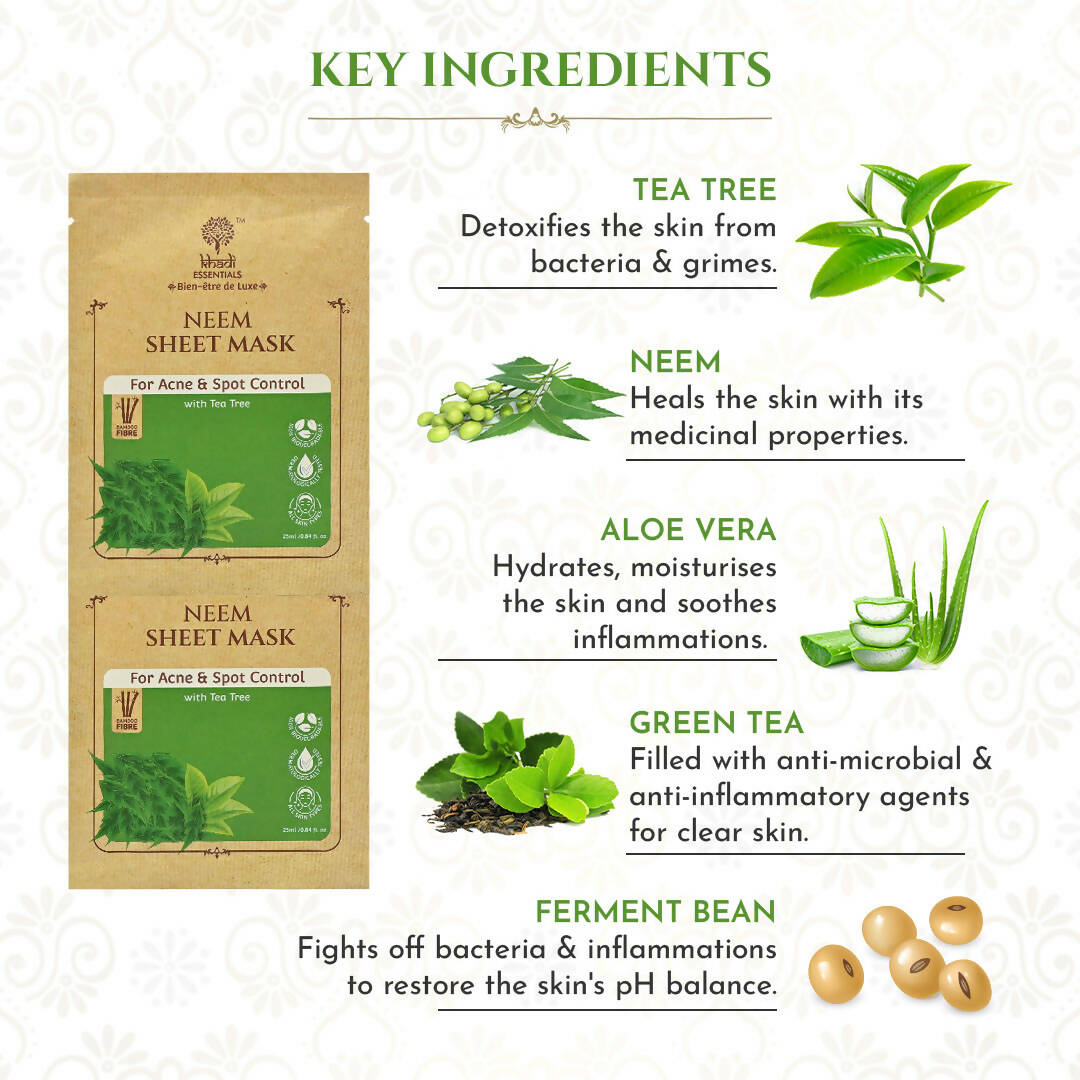 Khadi Essentials Neem Serum Sheet Mask | Grocsy