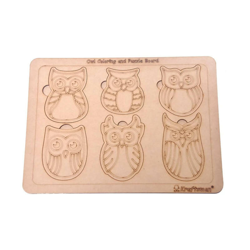 Kraftsman Owl Shapes Puzzle Board | Color Kit Included | Grocsy