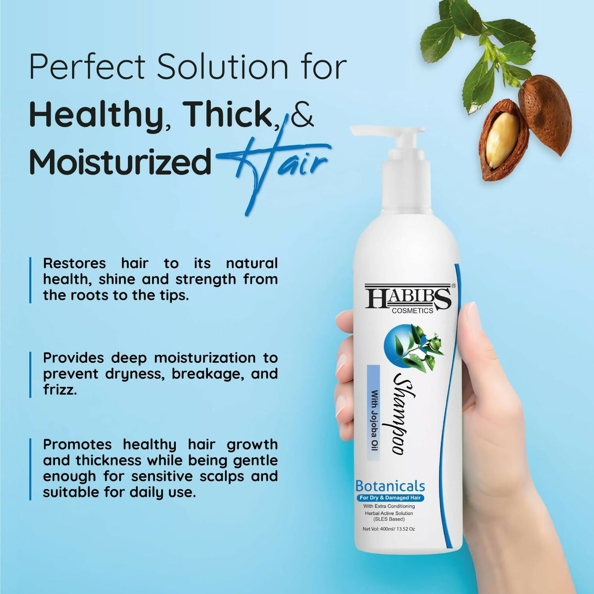 Habibs Professional Hair Shampoo with Jojoba Oil Botanicals For Anti Hair Fall | Grocsy