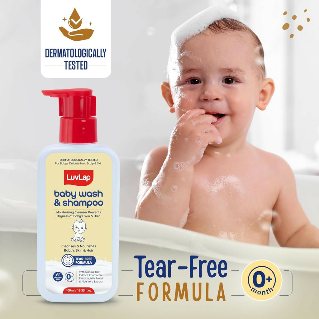 LuvLap Baby Wash & Shampoo with Chamomile, Milk Protein, Oatmeal & Shea Butter | Grocsy