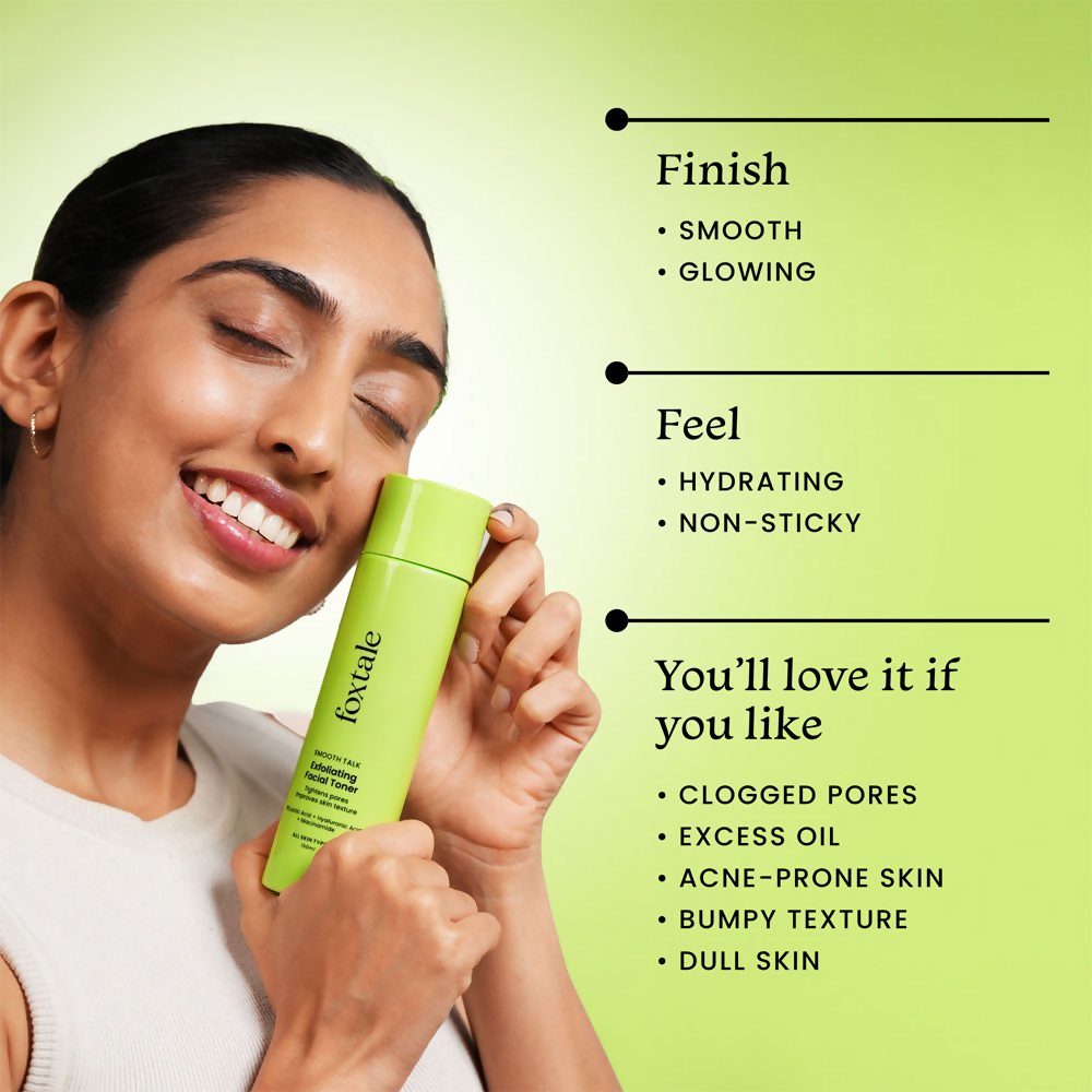 Foxtale Exfoliating Toner with 5% Latic Acid & Niacinamide for Brighter Skin & Tighter Pores | Grocsy