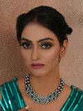 Green Stone Kundan Neckpiece with Grey Stones (Grey) - Ruby Raang | Grocsy