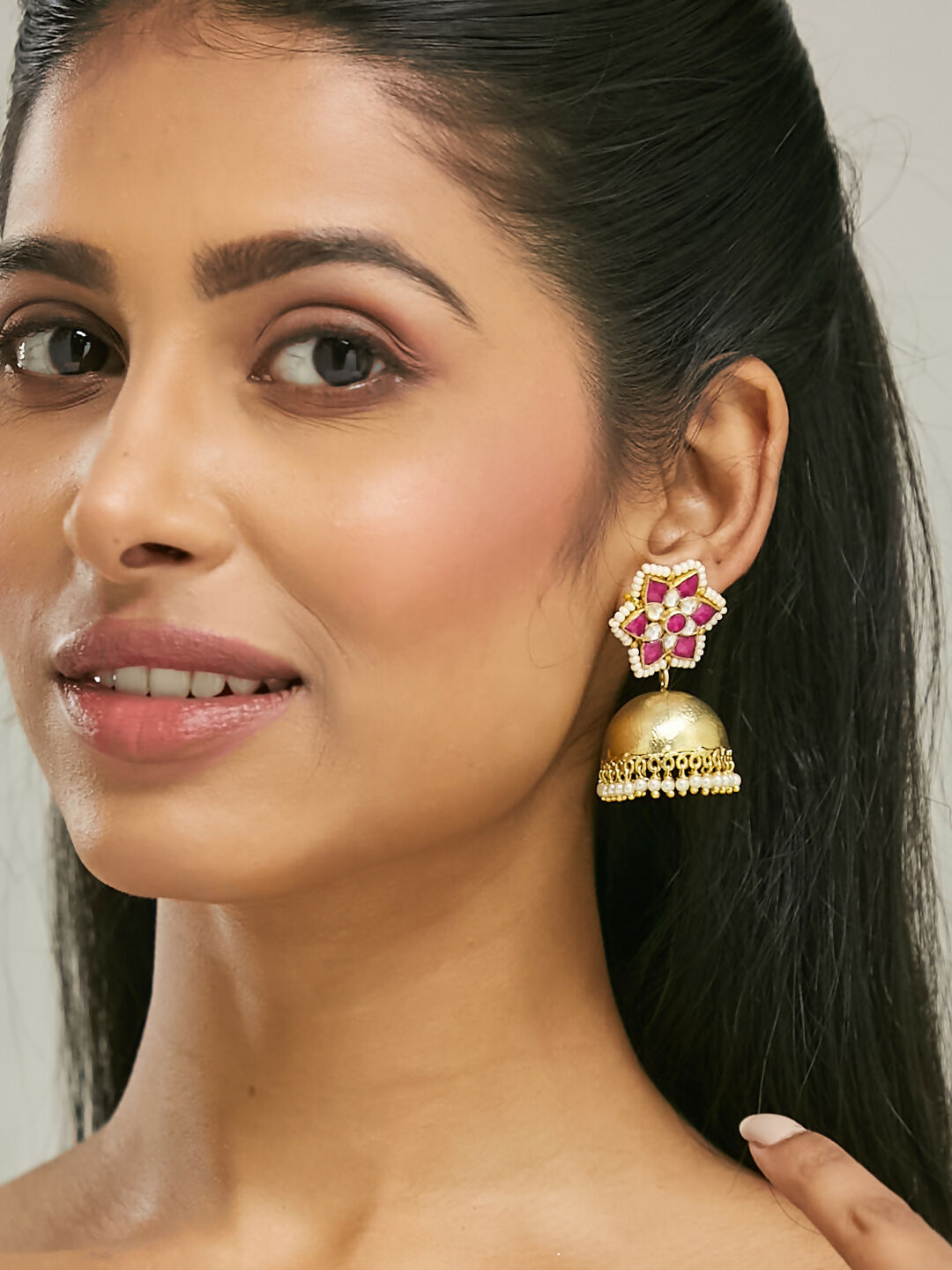 Nuyug 22k Gold-Plated Jhumkas | Grocsy