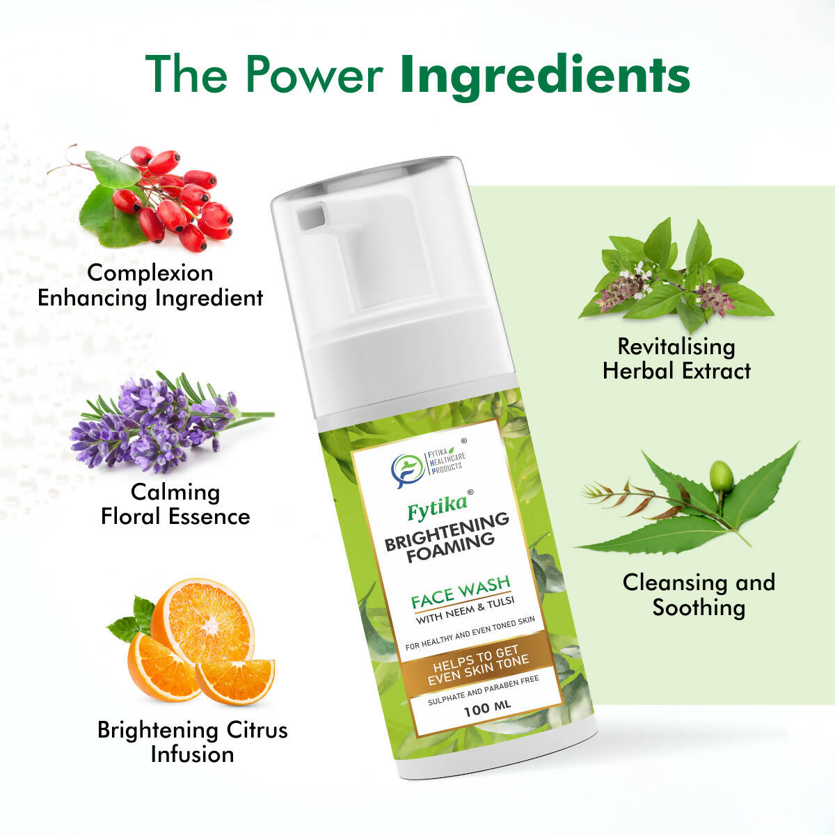 Fytika Brightening Foaming Facewash With Neem & Tulsi | Grocsy
