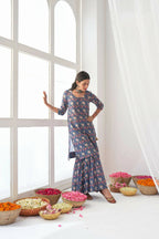 Designer Stylish Blue Muslin Stitched Suit With Dupatta - Anbazaar | Grocsy