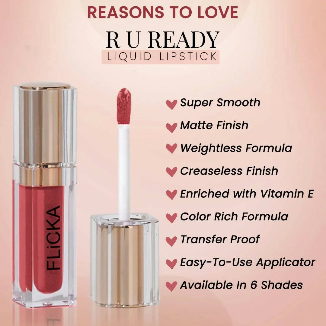 FLiCKA R U Ready Matte Finish liquid Lipstick Shade 06 Oat Meal | Grocsy
