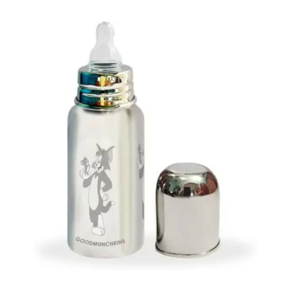 Goodmunchkins Stainless Steel Feeding Bottle 304 Grade Steel, Jointless, BPA Free, Rustfree Bottle 220 ml | Grocsy