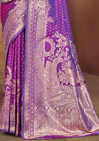 Sangam Prints violet  Silk Woven Work Traditional Saree | Grocsy