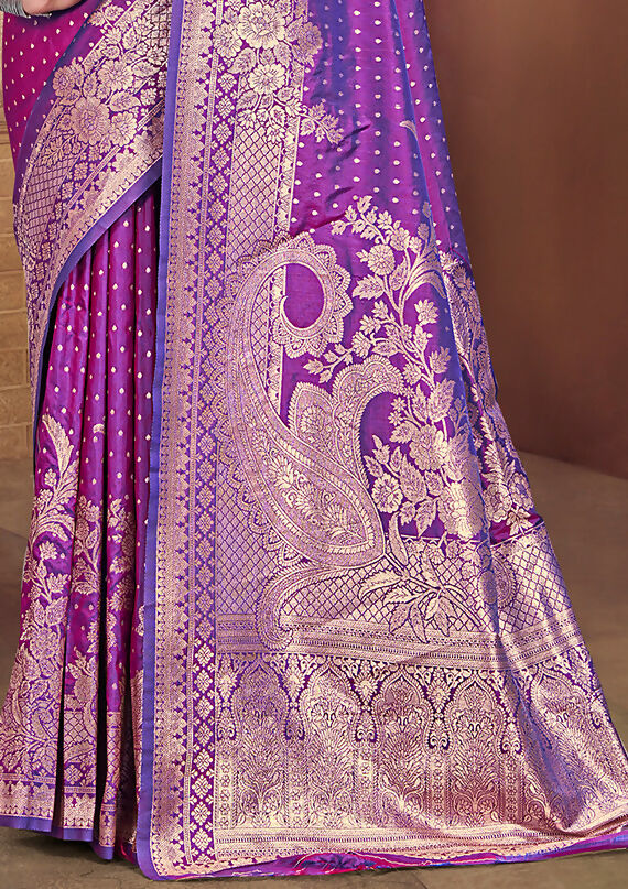 Sangam Prints violet  Silk Woven Work Traditional Saree | Grocsy
