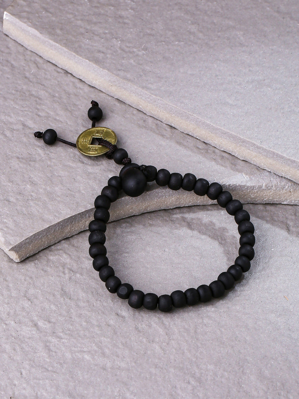 NVR Men Black Beaded Elasticated Rakhi With Roli Chawal | Grocsy