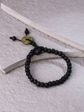 NVR Men Black Beaded Elasticated Rakhi With Roli Chawal | Grocsy