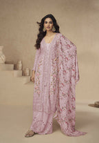 Anaita Rani-Pink Chinon Readymade Suit with Embroidery Sequence Work | Grocsy
