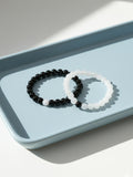NVR Set of 2 Black & White crystal beaded Bracelet for Men & Women | Grocsy