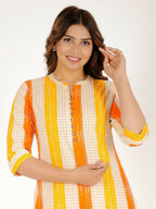 Aramya Yellow Soft Cotton Checkered Print Straight Kurta Set for Women | Grocsy