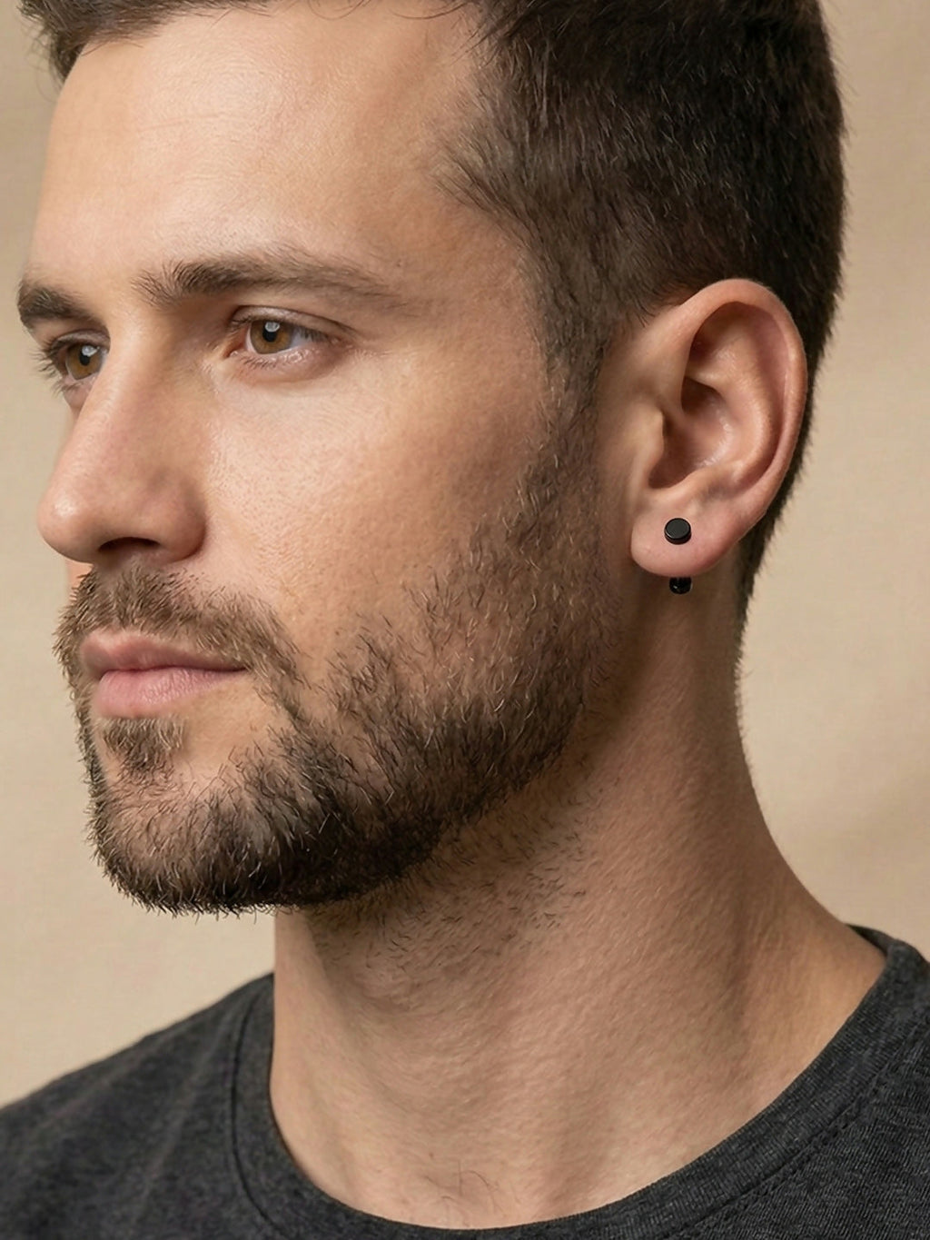 NVR Men's Black Rhodium Plated Studs Earrings | Grocsy