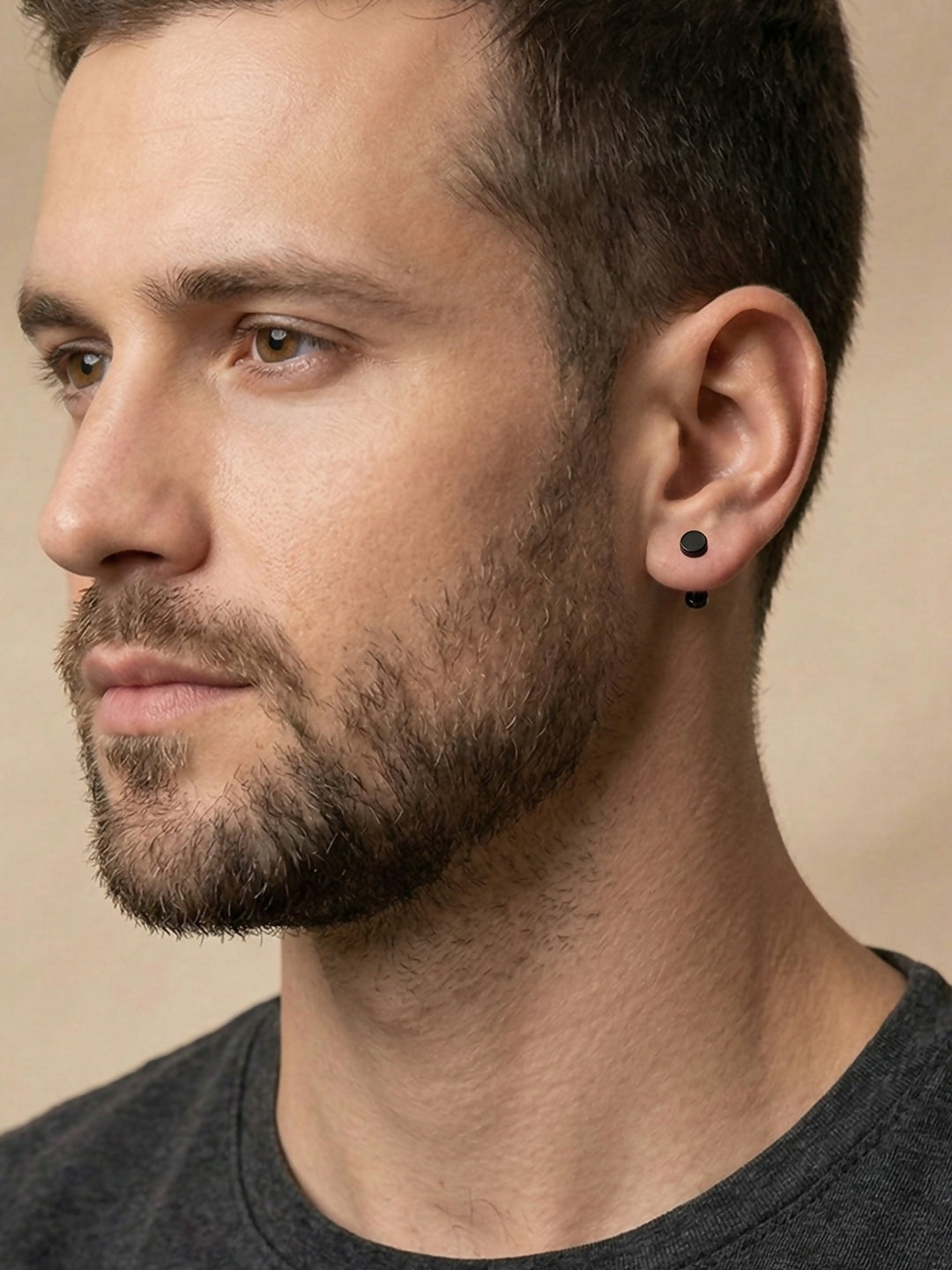 NVR Men's Black Rhodium Plated Studs Earrings | Grocsy