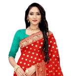 Vamika Red Weaving Banarasi Jacquard Saree | Grocsy