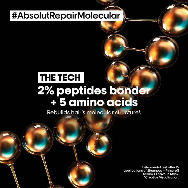 L'Oreal Professionnel Absolut Repair Molecular Shampoo & Rinse-Off Serum For Damaged Hair | Grocsy