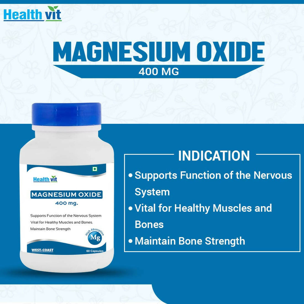 Healthvit Magnesium Oxide 370mg Capsules | Grocsy