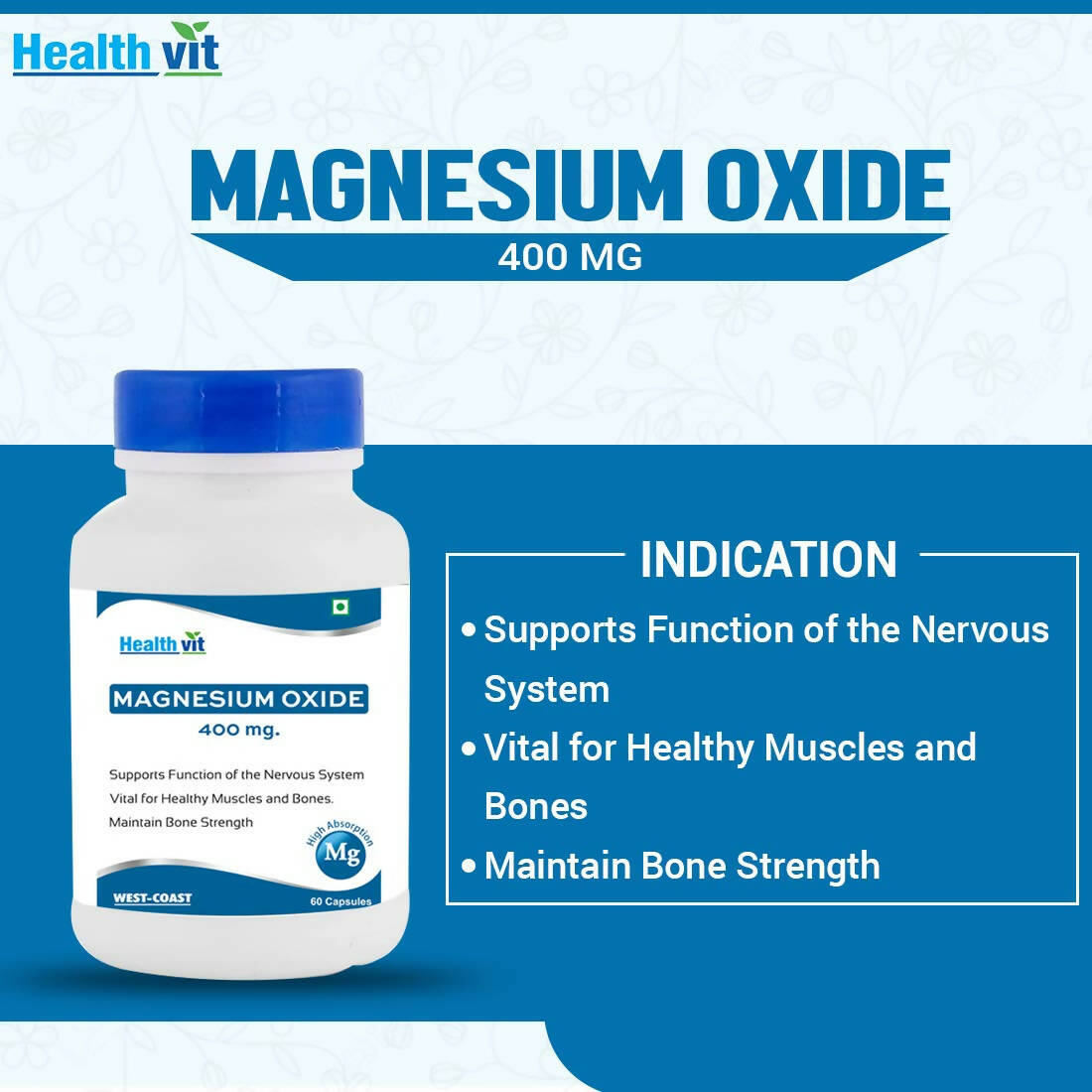 Healthvit Magnesium Oxide 370mg Capsules | Grocsy