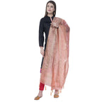 A R Silk Peach Color Silk Pahadi Print Dupattas and Chunnis | Grocsy