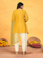 Joban Fashion Mustard Cotton Premium Pure Viscose Print Dola With Handwork Kurta set | Grocsy