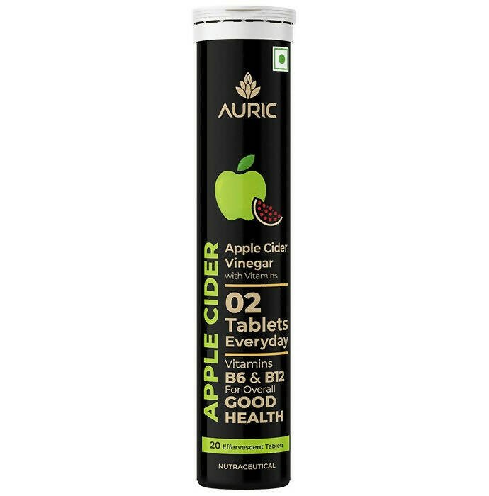 Auric Apple Cider Vinegar Effervescent Tablets with Vitamins B6, B12 | Grocsy